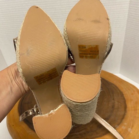 Fashion Nova Rose Gold Ankle Strap Espadrille Heels - Picture 8 of 8